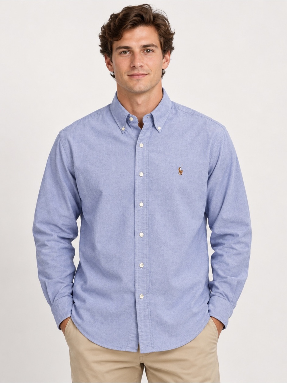 Ralph Lauren Yarmouth Men’s 16.25 Blue Oxford Button Down Shirt Pony Logo